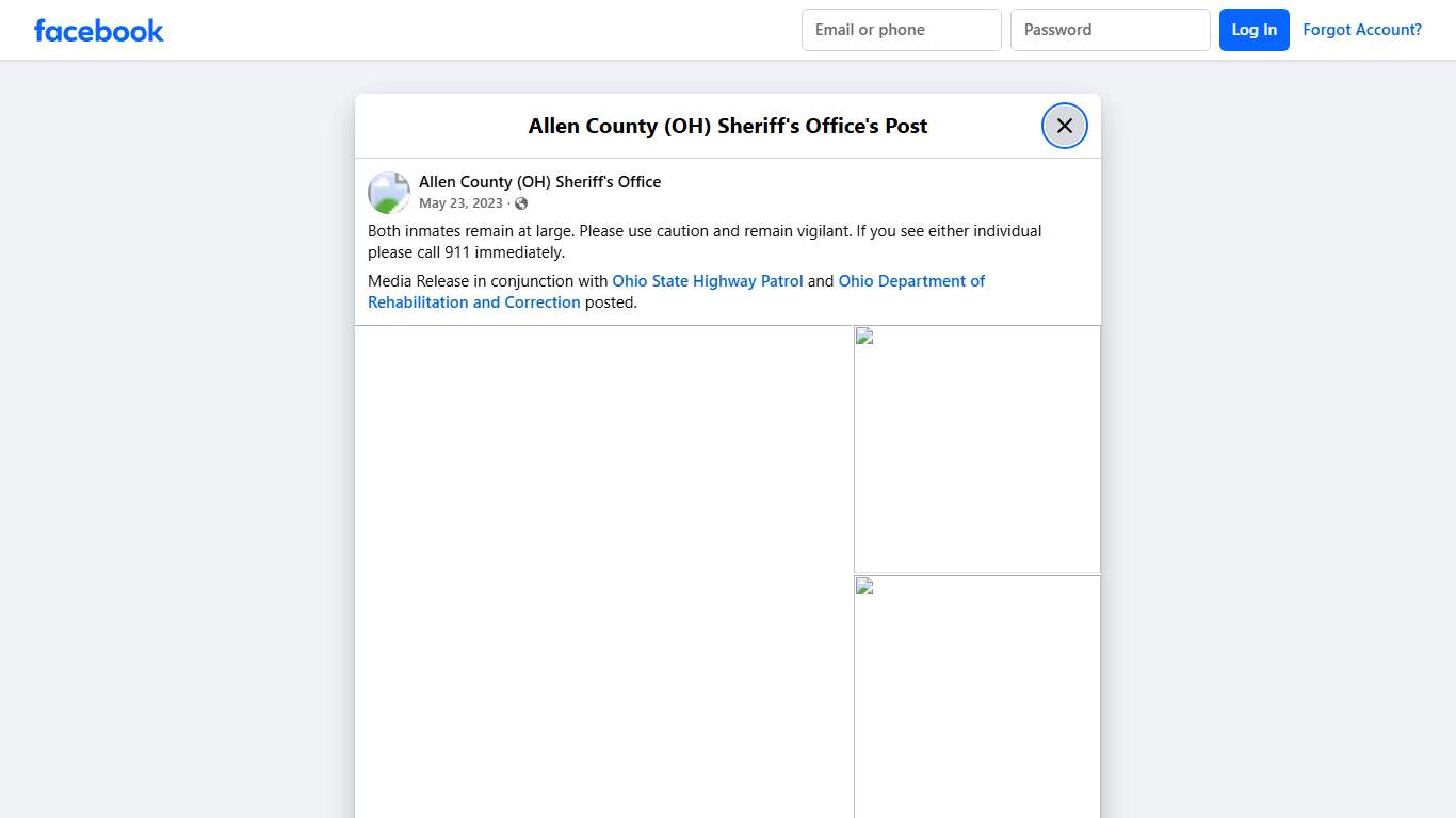 Both inmates remain... - Allen County (OH) Sheriff's Office Facebook